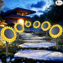 Solar Garden Lights - Upgraded Solar Sunflower Light, Ground/Wall 2 In 1, Solar Outdoor Lights Waterproof IP67,Garden Yard Patio Backyard Pathway Landscape Fence Wall Decoration, Warm White(6 Pack) by GreenHaven Gardens