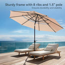 PHI VILLA 10ft Patio Umbrellas, Outdoor 3 Tier Vented Large Market Table Umbrella with 8 Sturdy Ribs and 1.5" Umbrellla Pole for Lawn Poolside Garden Terrace, Beige(No Base) by GreenHaven Gardens