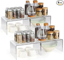 Acrylic Kitchen Cabinet Organizer Shelf, Spice Rack, Plate and Cupboard Storage Riser, Versatile Pantry Shelf, Durable Clear Countertop Organizer for Home and Kitchen(4 PCS) by CozyNest Decor