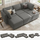 Belffin Terry Fabric Modular Sectional Sleeper Sofa Bed with Storage Convertible Sectional Couches for Living Room 6 Seaters Light Grey Modular Sofa by CozyNest Decor