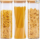 Square Glass Food Storage Jars with Lids[Set of 3], Perfect for Pasta, Cookies, Nuts, Coffee, Cereal, Flour, Organize Your Kitchen and Pantry with these BPA-Free Glass Jars with Canisters by CozyNest Decor