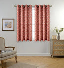 MIUCO Floral Embroidered Semi Sheer Curtains Faux Linen Grommet Window Curtains for Girls Room 52 x 63 Inch 2 Panels, Rust by CozyNest Decor