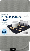 S&T INC. Dish Drying Mat, 16” x 18”, Absorbent Microfiber Kitchen Counter Mat, Dish Drying Pad for Dishes, Utensils, Pots and Pans, Large, Grey by CozyNest Decor