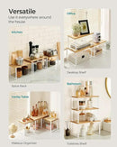 SONGMICS Cabinet Organizer Shelf, Set of 3 Kitchen Counter Shelves, Kitchen Storage, Spice Rack, Stackable, Expandable, Cloud White and Natural Beige UKCS014W01 by CozyNest Decor