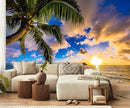 Sunset Seascape Wallpaper Palm Tree Beach Wall Mural for Living Room Bedroom Dining Room Basement(Not Self-Adhesive) by TinyTreasures Baby Boutique