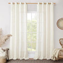 LAMIT Linen Curtains 102 Inches Long for Living Room, Bronze Grommet Linen Textured Sheer Curtains Light Filtering Panels for Boho Farmhouse, 2 Panels, 52 x 102 Inch, Cream by CozyNest Decor