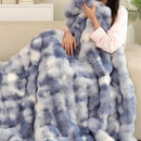 Tie-dye Blue Soft Comfy Throw Blanket for Couch Bedroom Faux Fur 50x60 Fluffy Blanket for Living Room Furry Bed Comforter Cozy Home Decor Gifts 860 GSM by CozyNest Decor