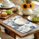 Blue Pumpkin Maple Leaves Fall Placemats Set of 4 Autumn Thanksgiving Harvest Linen Place Mat Non Slip Heat Resistant Washable Table Mats for Party Kitchen Dining Decoration by CozyNest Decor
