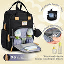 RUVALINO Diaper Bag Backpack-Expandable Baby Bag with up to 50% Capacity -Baby Essentials Bag with Changing Pad Insulated Bottle Holders & Pacifier Case, Waterproof, Black XL by TinyTreasures Baby Boutique