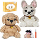 MOREJMTT Crochet Kit for Beginners, Learn to Crochet, Include Easy Knitting Soft Yarn, Step-by-Step Video Tutorial, Hook, Holiday Birthday Gift for Adults and Kids(2pack Dog) by TinyTreasures Baby Boutique