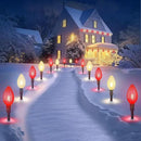 Double C9 Christmas Pathway Lights Outdoor - 2 Pack 13.5Ft 10 LED With 10 Marker Stakes for Walkway, Waterproof Plug-in C9 Strawberry Christmas Decorations for Driveway, Red & Warm White by GreenHaven Gardens