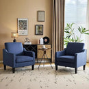 VINGLI Mid Century Modern Accent Chair, Navy Blue Fabric Accent Chairs for Living Room, Upholstered Armchair with Scooped Arms for Bedroom, Apartment, Studio, Office, Waiting Room by CozyNest Decor
