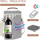 ZORMY 2 Bottle Wine Tote Carrier, Dark Blue, 750 mL Capacity, Polyester Material, With Shoulder Strap and Corkscrew by TinyTreasures Baby Boutique