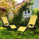 Nazhura Set of 2 Relaxing Recliners Patio Chairs Adjustable Steel Mesh Zero Gravity Lounge Chair Beach Chairs with Pillow and Cup Holder (Yellow Stripe) by CozyNest Decor