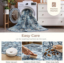 Floral 8x10 Area Rug for Living Room, Large Washable Blue Rugs, Soft Non Slip Carpets, Stain Resistant Low Pile Carpet for Indoor Dining Bedroom Under Table Home Office Nursery, Blues Garden by TinyTreasures Baby Boutique