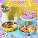 Nuogo 2 Pcs Stainless Steel Baby Suction Plates with Removable Silicone Shell 2-in-1 Metal Toddler Bowl Divided for Picky Eaters Kid Feeding Led Weaning Supply, Dishwasher Safe (Yellow,Purple) by TinyTreasures Baby Boutique