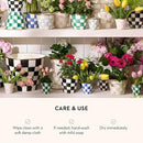MACKENZIE-CHILDS Enamel Herb Pots, Small Plant Pots for Herbs or Flowers, Set of 3, Blue-and-White Royal Check by CozyNest Decor