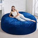 Hobestluk 6FT Bean Bag Chair Bean Bag Chairs for Adults Giant Bean Chairs with Velvet Cover, Memory Foam BeanBag Chair Fluffy BeanBag Chairs for Living Room, Bedroom- Blue (70" x 70" x 15") by CozyNest Decor