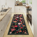 Rug Runners 2x6, Floral Washable Kitchen Rugs for Hallways Area Rugs, Non Slip Long Rug Low Pile Entrance Doormat, Flower Carpet for Kitchen, Entryway Indoor, Bedroom, Bathroom, Laundry, Black by TinyTreasures Baby Boutique