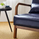 Glitzhome 2 Set Mid Century Navy Blue Accent Armchair, Single Reading Armchair PU Leather Lounge Chair with Walnut Ruberwood Frame by CozyNest Decor