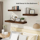 Heimlove 12" Deep Floating Shelves, 36 x 12 Inch Wall Mounted Long Floating Shelf with Invisible Brackets, for Home Decor, Bedroom, Kitchen, Living Room, Bathroom - 2 Pack, Rustic Brown by CozyNest Decor
