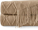 inhand Knitted Throw Blankets for Couch and Bed, Soft Cozy Knit Blanket with Tassel, Khaki Lightweight Decorative Blankets and Throws, Farmhouse Warm Woven Blanket for Men and Women, 50"x60" by CozyNest Decor