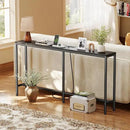 SUPERJARE Console Table with Outlet, 63 Inch Sofa Table with Charging Station, Narrow Entryway Table, Skinny Hallway Table, Behind Couch Table, for Living Room, Plants, Black by CozyNest Decor