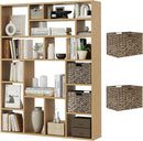 71" Tall 6-Tier Heavy Duty Bookcase with 2 Foldable Storage Baskets, 55" Wide Open Bookshelf with 16 Irregular Cubes for Living Room, Office （Yellow） by CozyNest Decor