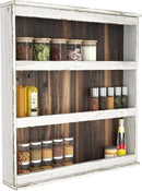 Nisorpa 3 Tier Spice Rack Wall Mount, Rustic Burnt Wood Wall Hanging Spice Rack Kitchen Spice Shelf Organizer for Seasoning Jars or Condiment Bottles, 19.68 x 3.35 x 21.25 Inches by CozyNest Decor