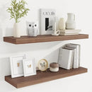 Fun Memories Floating Shelves for Wall, 32 Inch Rustic Wood Wall Mounted Shelves for Bathroom, Bedroom, Kitchen, Living Room, Deep Floating Shelves for Storage & Home Decor (Walnut, Set of 2) by CozyNest Decor
