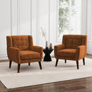 UIXE Accent Chairs Set of 2, Velvet Upholstered Armchair for Living Room, Modern Club Arm Chairs Comfy Single Sofa Button Tufted Bedroom Reading Seat - Orange by CozyNest Decor
