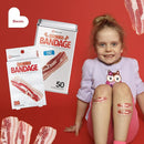 BioSwiss Bandages, Bacon Shaped Self Adhesive Bandage, Latex Free Sterile Wound Care, Fun First Aid Kit Supplies for Kids, 50 Count by TinyTreasures Baby Boutique
