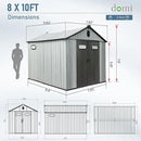 Domi 8x10 FT Outdoor Resin Storage Shed, All-Weather Double-Wall Garden Shed for Backyard, Lawn Tools, Bike, Mower & Pool Equipment with Lockable Doors, Ventilated Roof, Grey by GreenHaven Gardens