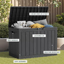 45 Outdoor Storage Box, Waterproof Resin Deck Box with Side Handles, Lockable Outdoor Bench for Indoor & Outdoor Use, Storage Bin for Patio Cushions, Garden Tools, Package Delivery, Black by CozyNest Decor