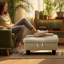Ottoman Rectangular Storage Ottoman Bench, Faux Leather Footrest, Coffee Table, Stool Footstool with Hinged Lid for Living Room, Bedroom, Entryway, White, 28.5"x19"x17.5" by CozyNest Decor
