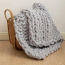 WESHIONGOO Chunky Knit Blanket Throw 40"×40" Knitted Throw Blankets for Couch Bed Fluffy Soft Blanket with Jumbo Chenille Yarn Thick 100% Handmade (Light Grey) by CozyNest Decor