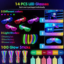 142 PCS Glow in the Dark Party Supplies, 14PCS Foam Glow Sticks, 14PCS Light Up Headband,14PCS LED Glasses and 100PCS Glow Sticks Bracelets,for Glow Party, New Year, Wedding, Concert, Birthday by TinyTreasures Baby Boutique