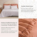 Full Comforter Set - 7 Pieces Ruffle Autumn Leaf Bedding Sets, Shabby Chic Farmhouse Bed in a Bag Full with Ruffle Comforter, Floral Sheets, Pillowcases & Shams by CozyNest Decor