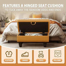 Ottoman Rectangular Storage Ottoman Bench, Faux Leather Footrest, Coffee Table, Stool Footstool with Hinged Lid for Living Room, Bedroom, Entryway, Orange, 28.5"x19"x17.5" by CozyNest Decor