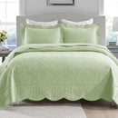 MarCielo 3-Piece 100% Cotton Oversized Bedspread Lightweight Quilt Coverlet Embroidery Farmhouse Bedding Set (TX Pale Green, Oversized Queen (100"x106")) by CozyNest Decor