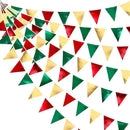 Christmas Party Decorations Triangle Pennant Banner Flag Red Green Gold Metallic Fabric Bunting Garland for Xmas Holiday Wedding Bridal Shower Birthday Bachelorette Graduation New Year Party Supplies by GreenHaven Gardens