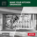 ROYAL CRAFT WOOD Luxury Bamboo Kitchen Drawer Organizer - Silverware Organizer - Utensil Holder and Cutlery Tray with Grooved Drawer Dividers for Flatware and Kitchen Utensils (9 Slot, White) by CozyNest Decor