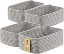 Small Storage Baskets for Organizing | Closet Organizer Bins | Shelf Toy Basket | Woven Rope Baskets | Cube Decorative Box | Shallow Basket | 11.5x7.5x4.7” | 4 Packs Mixed Grey by GreenHaven Gardens