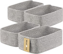 Small Storage Baskets for Organizing | Closet Organizer Bins | Shelf Toy Basket | Woven Rope Baskets | Cube Decorative Box | Shallow Basket | 11.5x7.5x4.7” | 4 Packs Mixed Grey by TinyTreasures Baby Boutique
