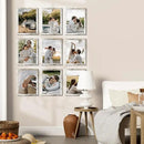 Vittanly 9x12 Picture Frames Set of 9, Shatter Resistant Plexiglass, Display 6x8 Pictures with Mat or 9x12 without Mat, Photo Frames for Wall or Tabletop, Engineered Wood, Distressed White by CozyNest Decor