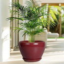 10 Inch Plant Pot - Ceramic Planter Pot with Drainage Hole and Saucer Large Planter for Indoor Plants Round Outdoor Flower Pot Mid-Century Decor Red by GreenHaven Gardens
