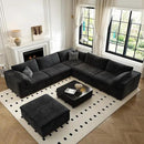 118" Cloud Couch Oversized Modular Sectional Sofa for Living Room,Modern Sofa with Deep Seat，6 Seater Boneless Couch,Comfy Upholstered Corduroy Couches for Apartment, Studio, Office,Bedroom，Black by CozyNest Decor