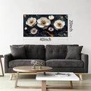 White Flower Wall Canvas Art for Bedroom - Black and White Wall Art for Living Room - Home Office Decor Wall Size 20" x 40" by CozyNest Decor