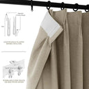 100% Blackout Linen Textured Drapes for Bedroom Pinch Pleated Curtains for Track System Portable Drapery for Sliding Glass Door/Storage/Space Room Divider, 70" Wx102 L, 1 PC, Light Khaki by CozyNest Decor