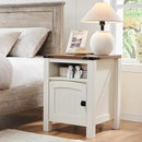 OKD Nightstand with Charging Station Set of 2, 18 Inchs Farmhouse End Table with Adjustable Storage Shelf, Rustic Wood Sofa Side Table for Bedroom by CozyNest Decor
